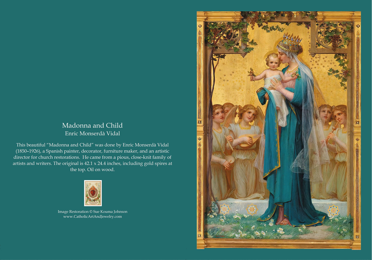 Christmas Card / Greeting Card – Madonna and Child – 5x7" – With Envelope – 1 / 10 / 50 / 100 – by Enric Monserdà Vidal - Catholic Art and Jewelry