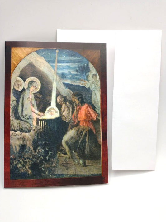 Christmas Card – The Nativity – "Come Let Us Adore Him" – 5x7" when folded – with Envelope – 1 / 10 / 50 / 100 – by Mikhail Nesterov - Catholic Art and Jewelry