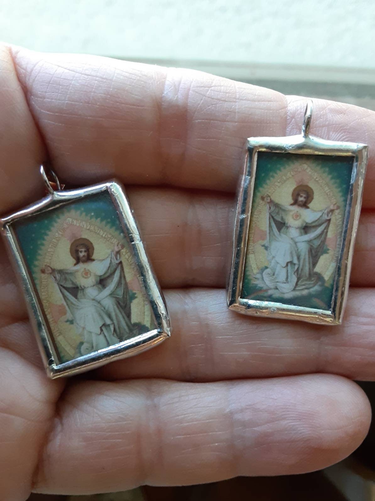 Come Unto Me Vintage Image Pendant - Catholic Art and Jewelry