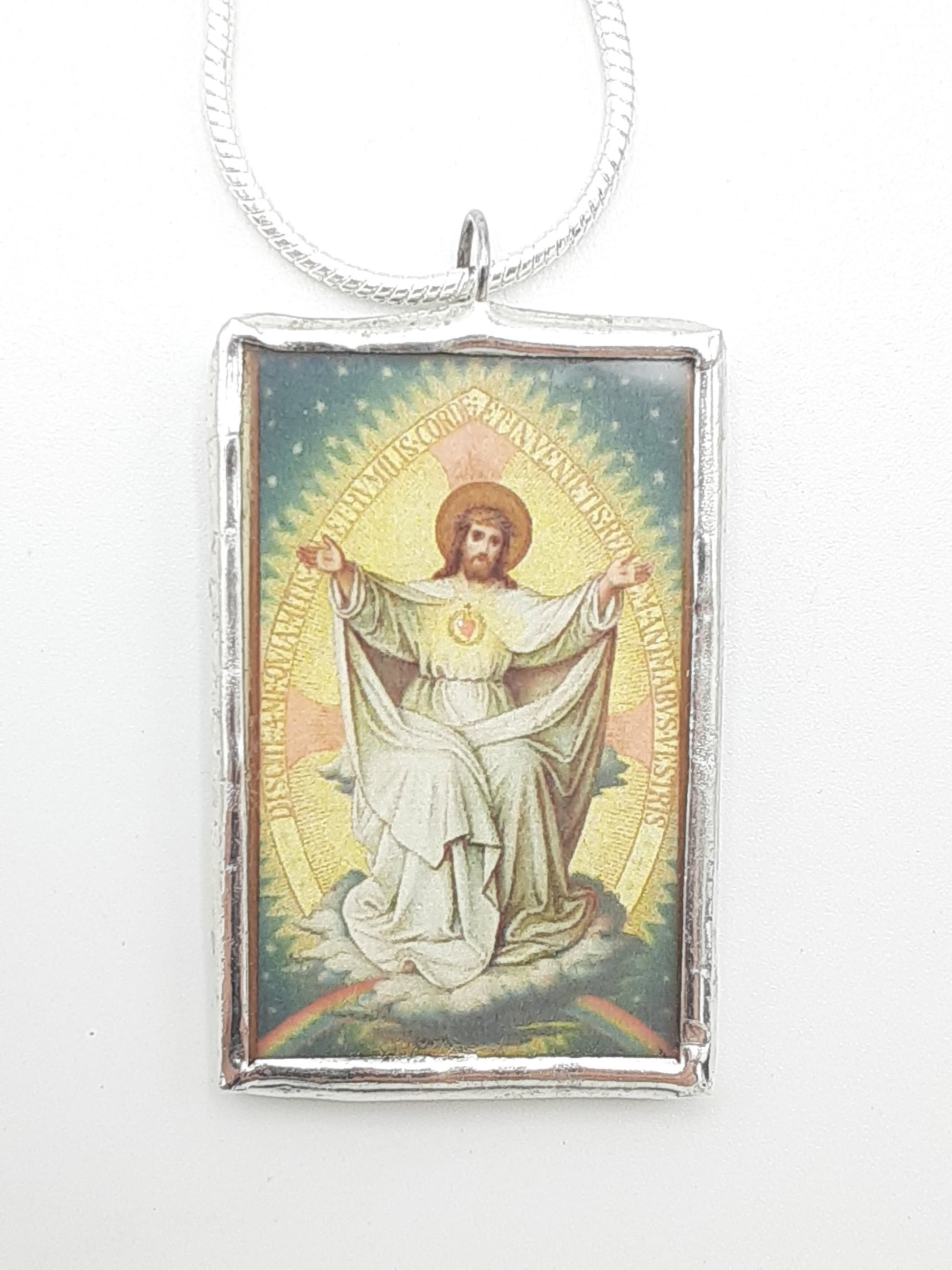 Come Unto Me Vintage Image Pendant - Catholic Art and Jewelry