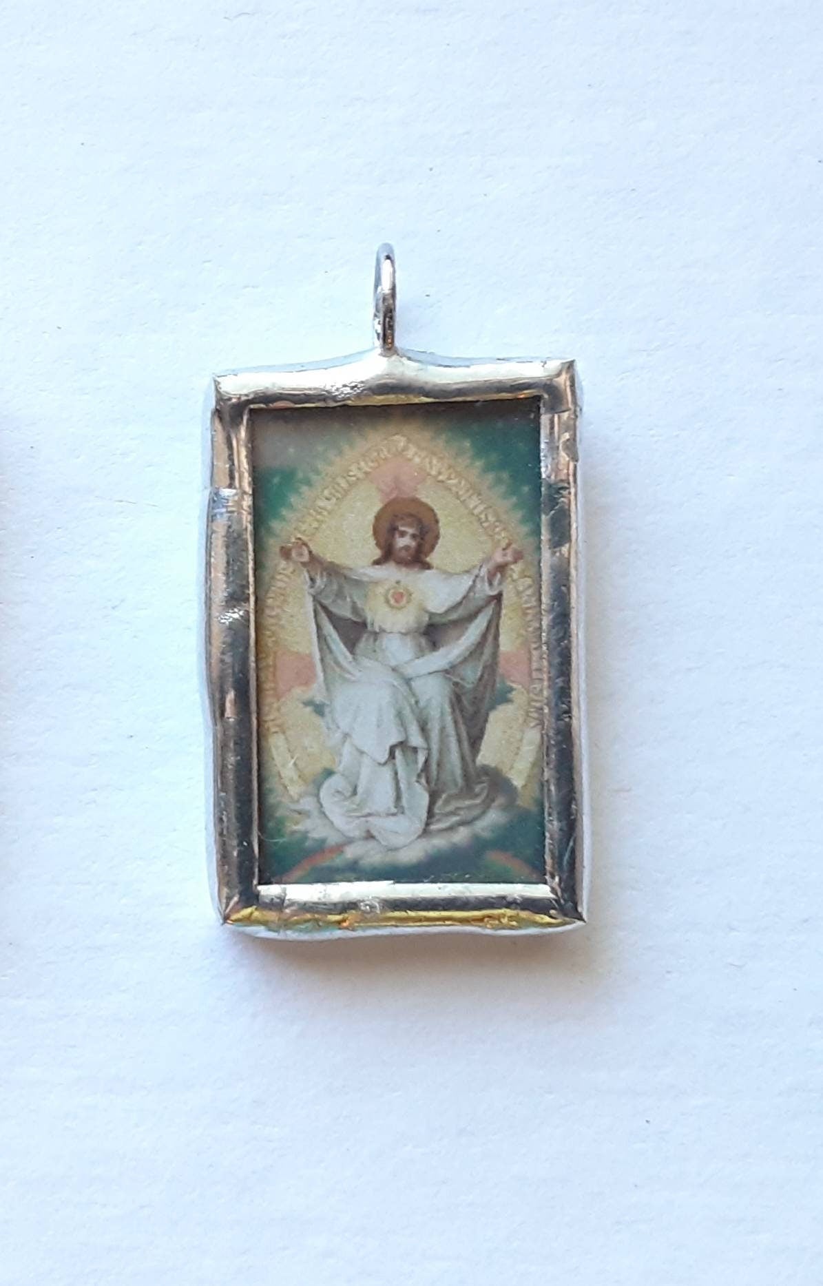 Come Unto Me Vintage Image Pendant - Catholic Art and Jewelry