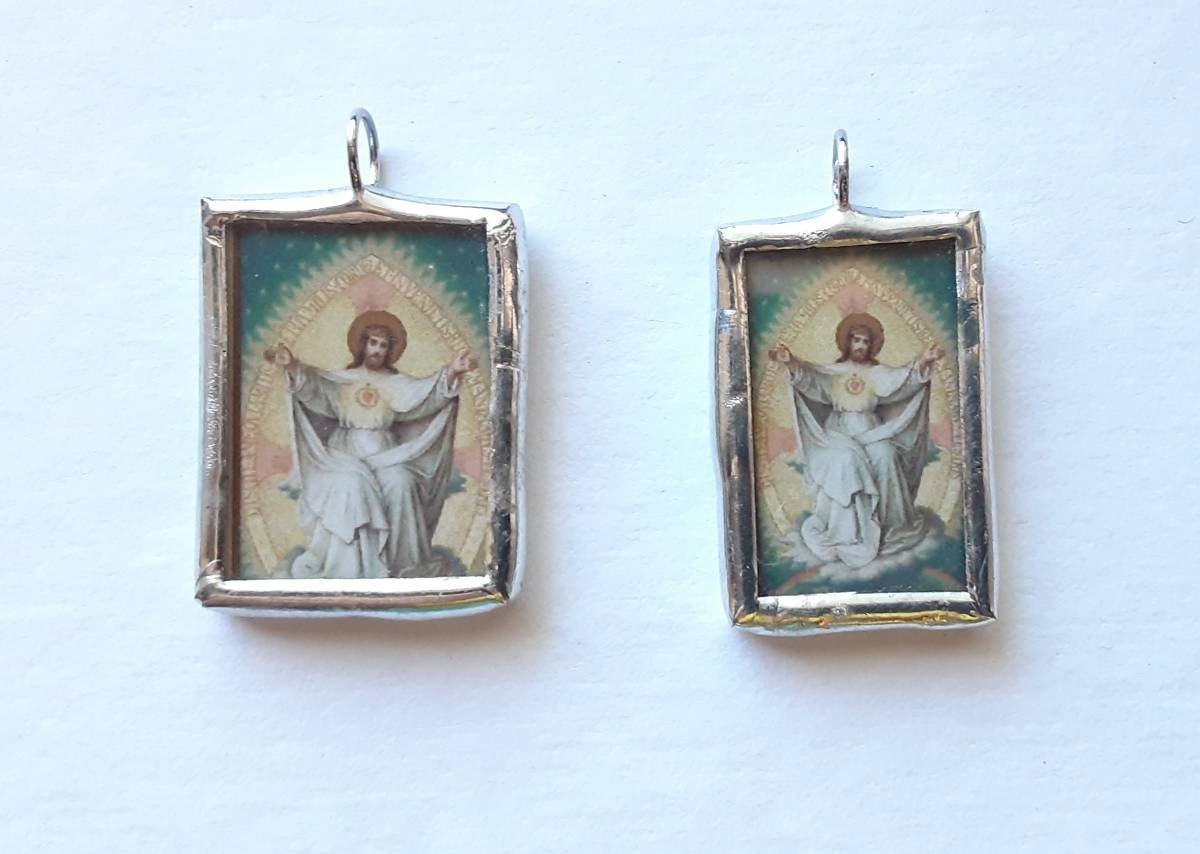 Come Unto Me Vintage Image Pendant - Catholic Art and Jewelry