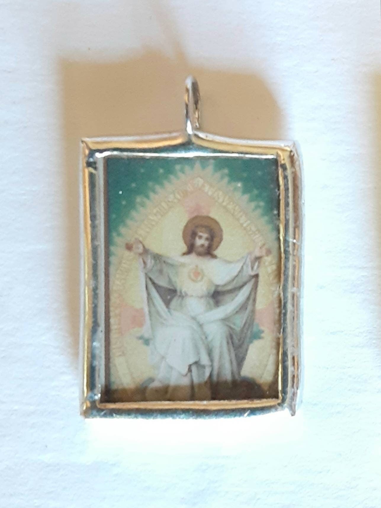 Come Unto Me Vintage Image Pendant - Catholic Art and Jewelry