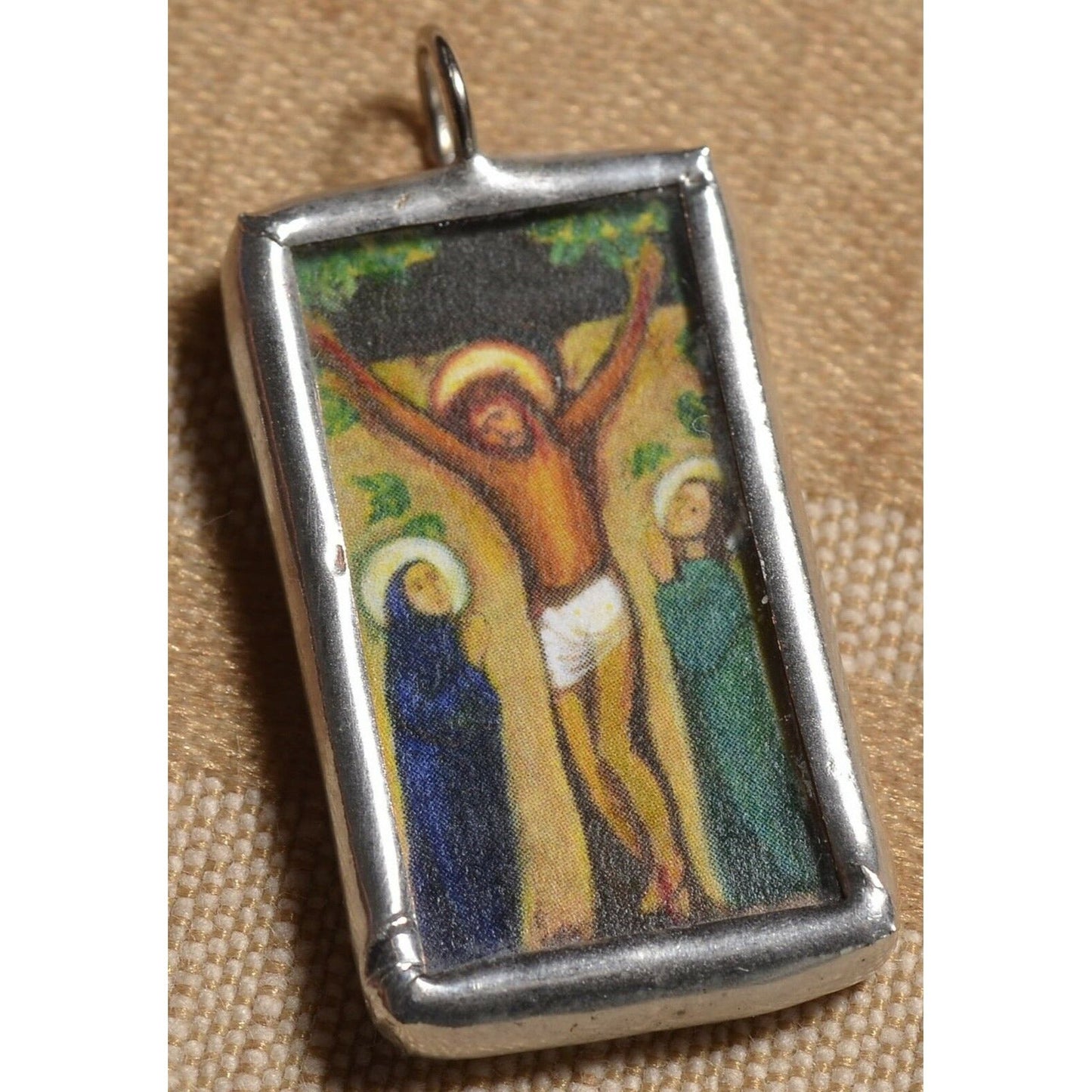 CRUCIFIXION OF CHRIST—Catholic Jewelry—Holy Medal—Hand Made Pendant or Ornament - Catholic Art and Jewelry