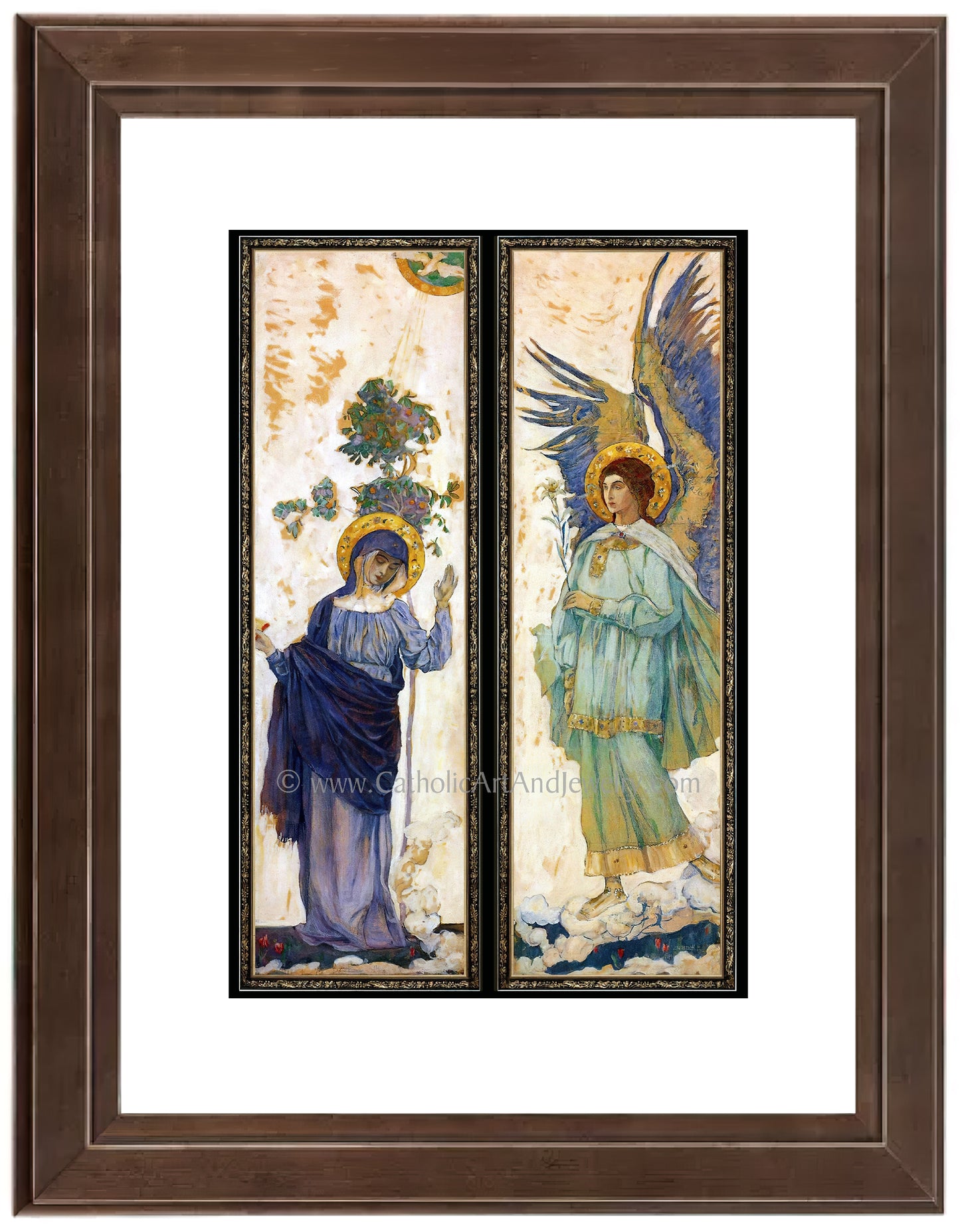 a painting of an angel and a woman