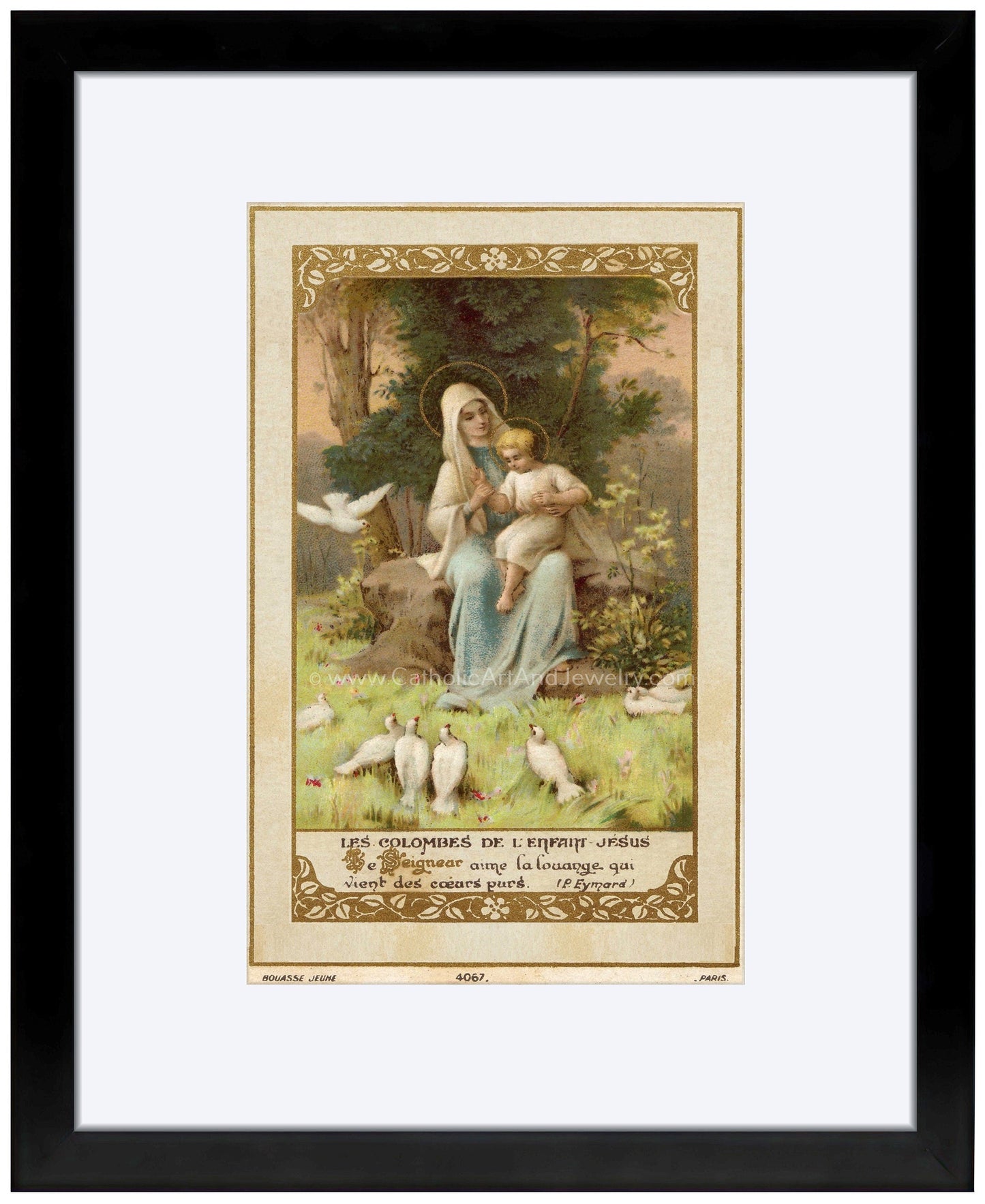 Doves of the Infant Jesus – based on a Vintage French Holy Card – Catholic Art Print – Unique Catholic Gift - Catholic Art and Jewelry