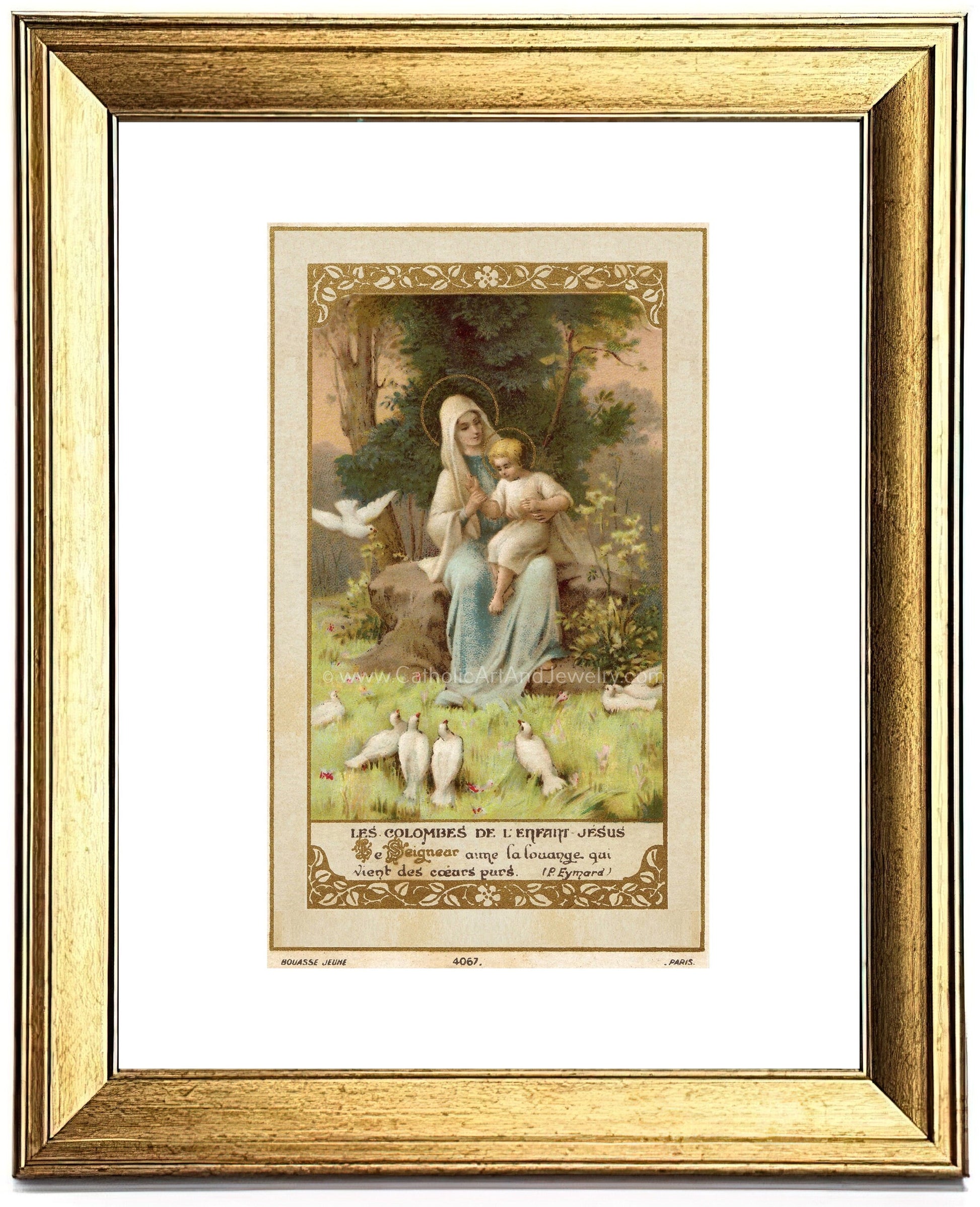 Doves of the Infant Jesus – based on a Vintage French Holy Card – Catholic Art Print – Unique Catholic Gift - Catholic Art and Jewelry