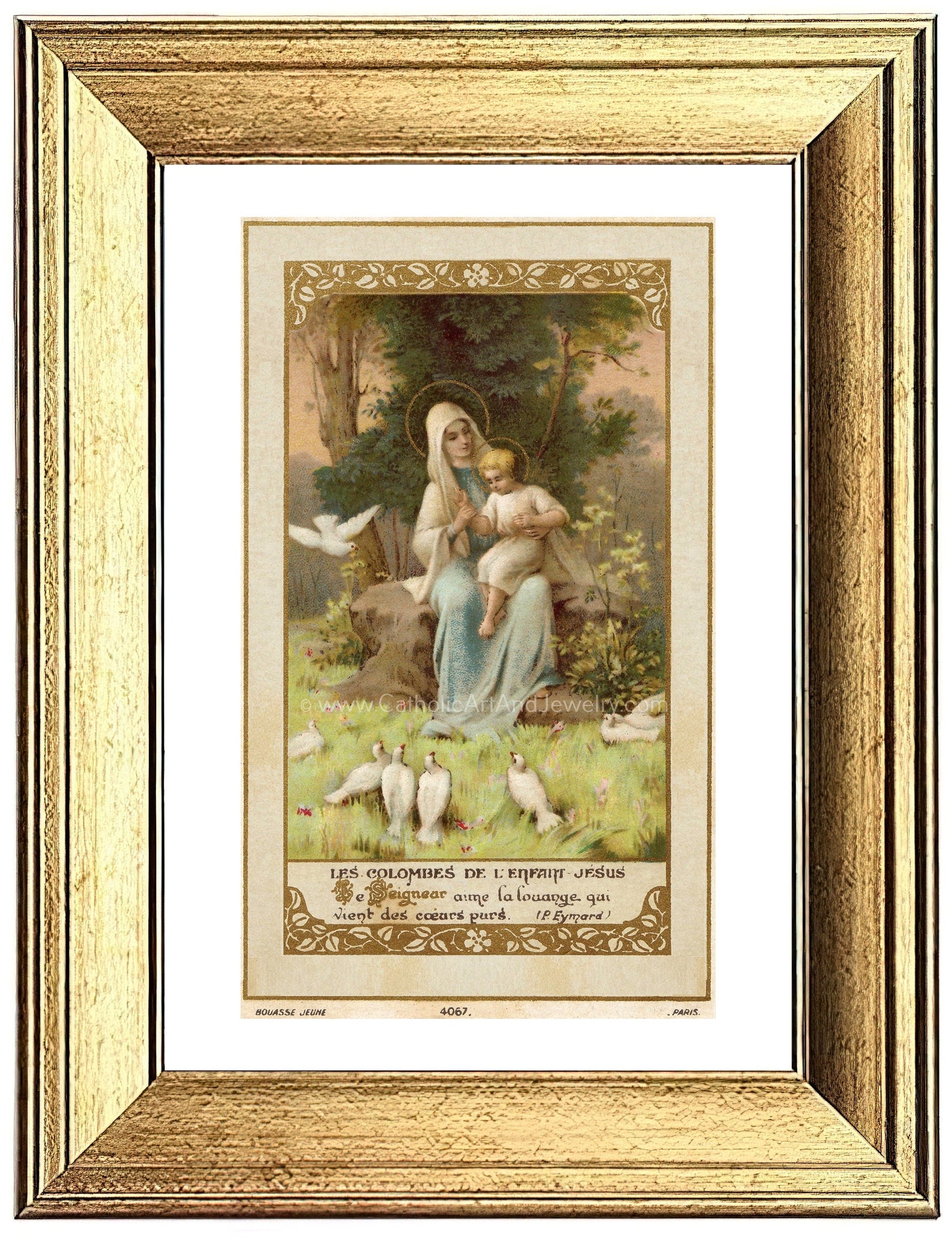 Doves of the Infant Jesus – based on a Vintage French Holy Card – Catholic Art Print – Unique Catholic Gift - Catholic Art and Jewelry