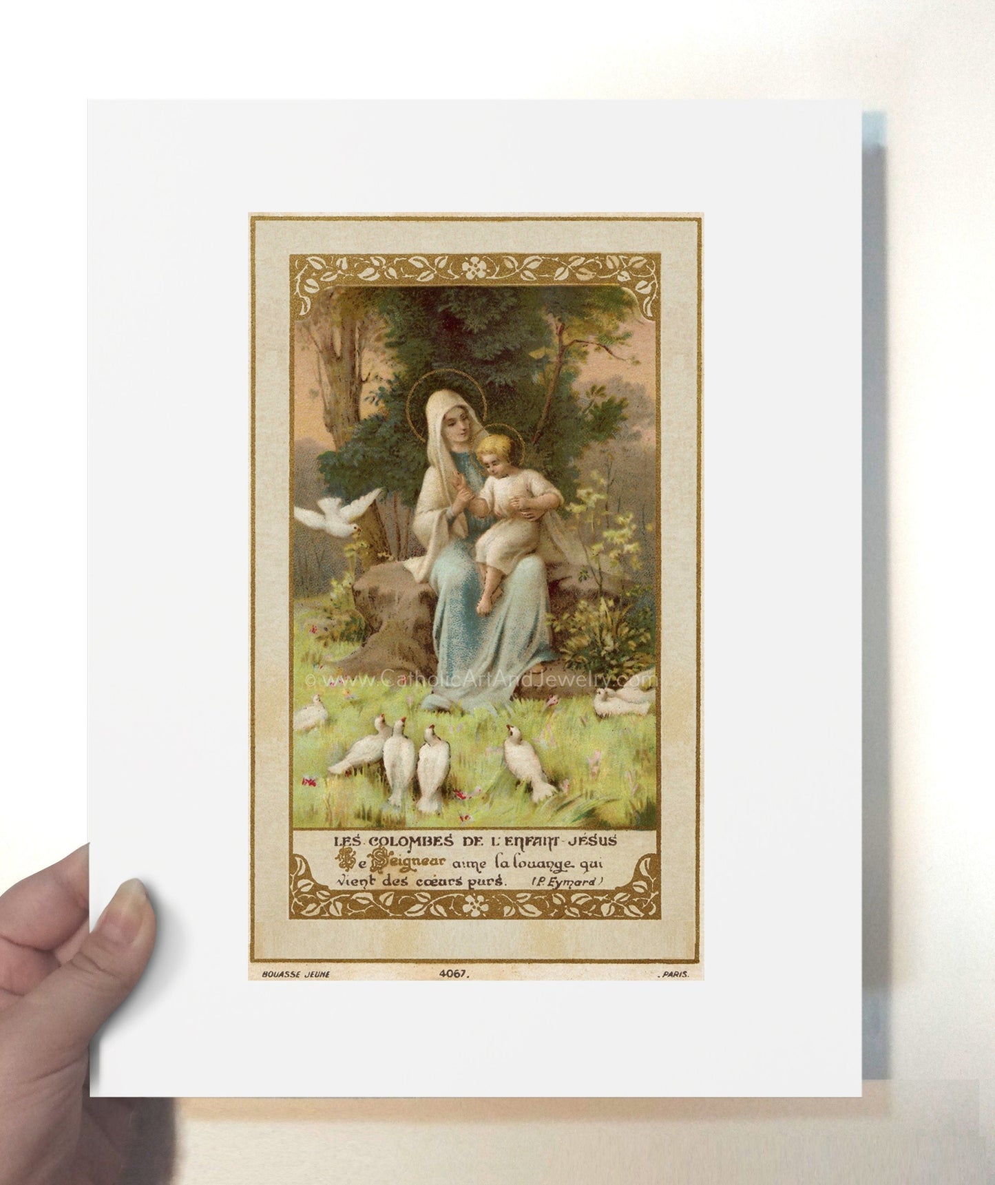 Doves of the Infant Jesus – based on a Vintage French Holy Card – Catholic Art Print – Unique Catholic Gift - Catholic Art and Jewelry