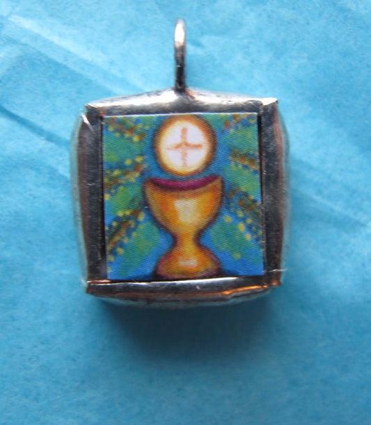 Eucharist Medal with Chalice - Catholic Art and Jewelry