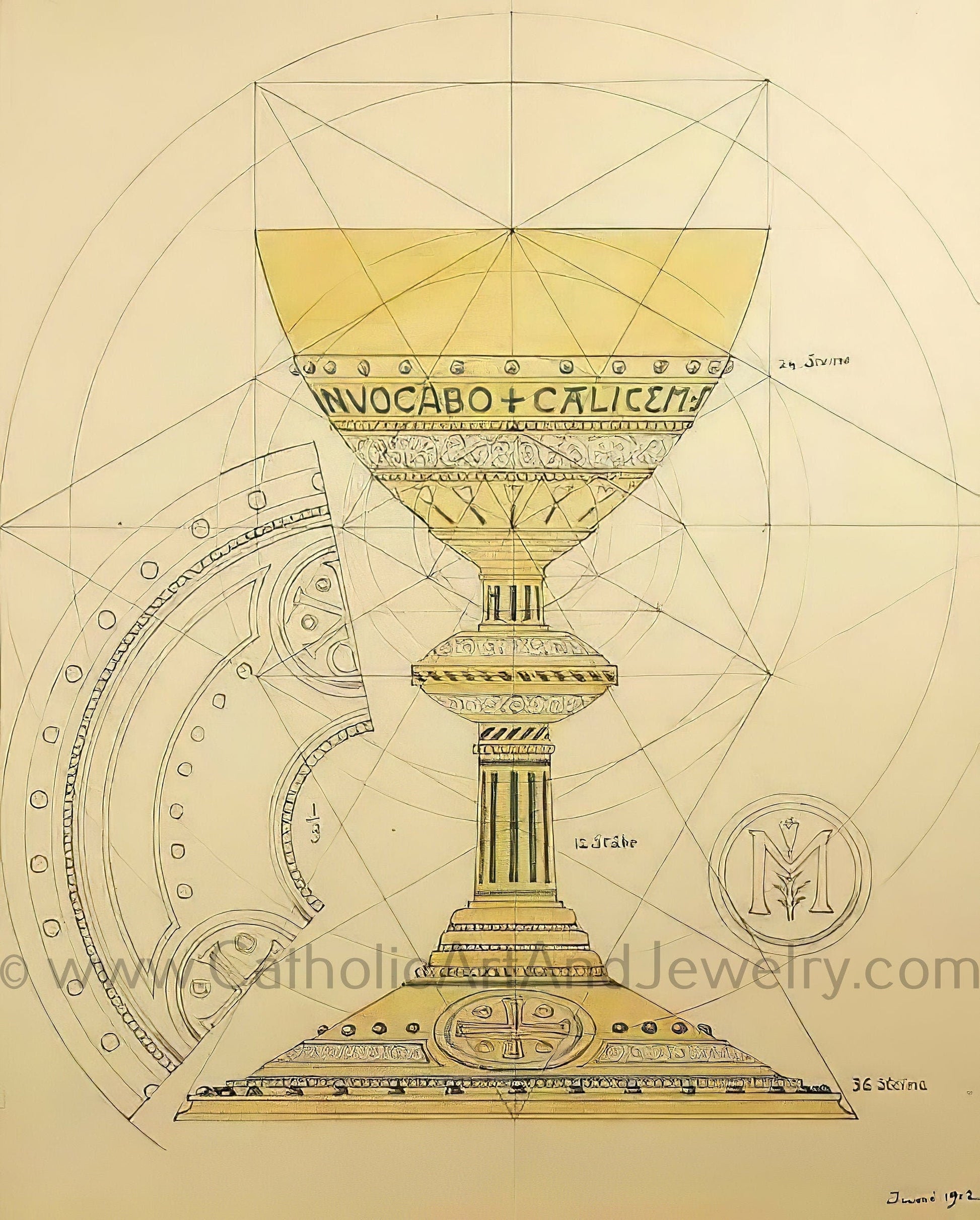 Eucharistic Chalice – from a Benedictine Abbey's design – Catholic Art Print – Catholic Gift – Gift for Priest – Archival Quality - Catholic Art and Jewelry