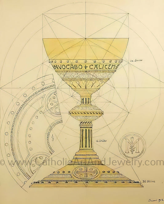 Eucharistic Chalice – from a Benedictine Abbey's design – Catholic Art Print – Catholic Gift – Gift for Priest – Archival Quality - Catholic Art and Jewelry