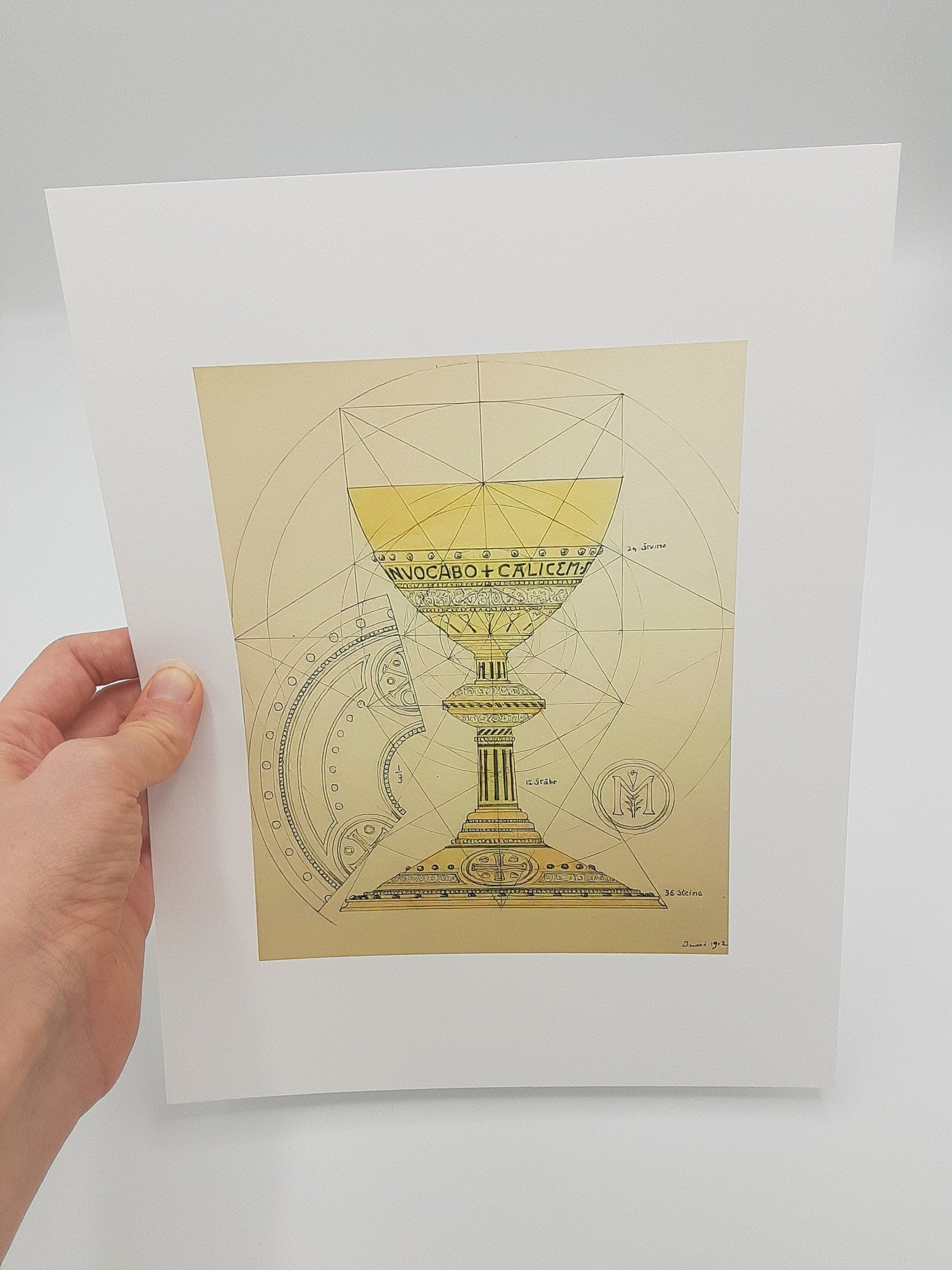 Eucharistic Chalice – from a Benedictine Abbey's design – Catholic Art Print – Catholic Gift – Gift for Priest – Archival Quality - Catholic Art and Jewelry