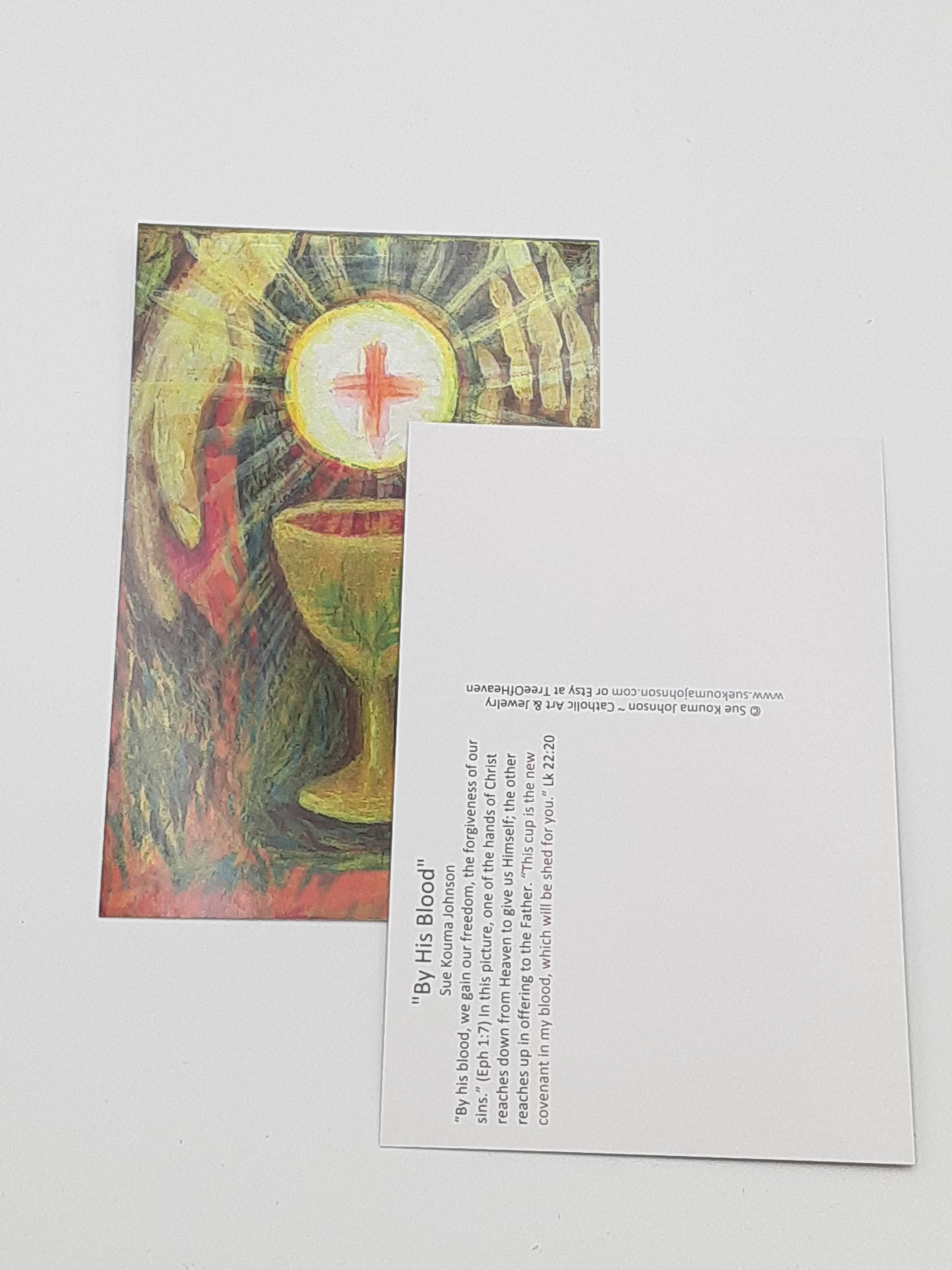 Eucharistic Image "By His Blood" Postcard - Catholic Art and Jewelry