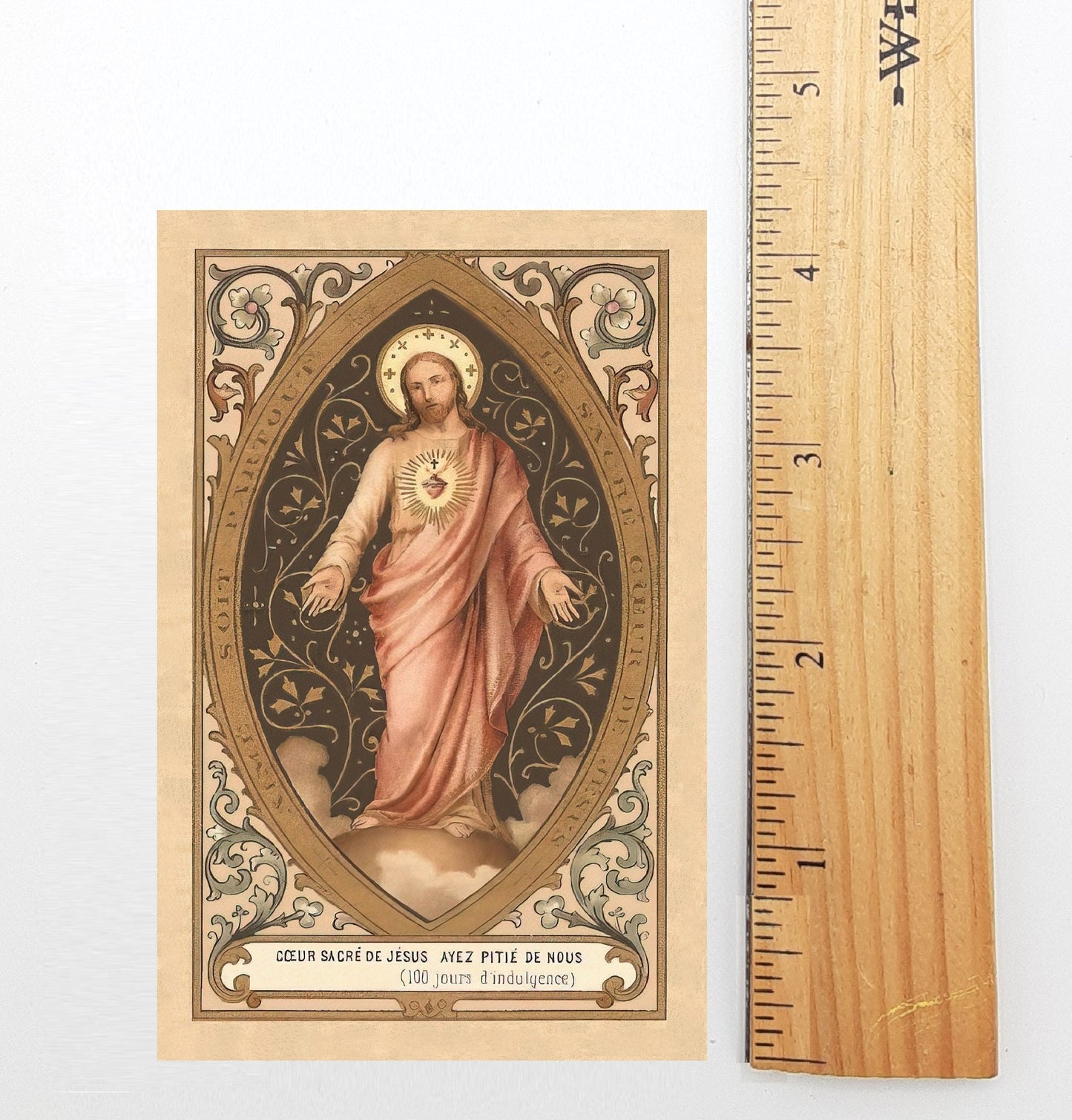 New! Litany of the Sacred Heart – Restored Vintage Sacred Heart Holy Card  – pack of 10/100/1000