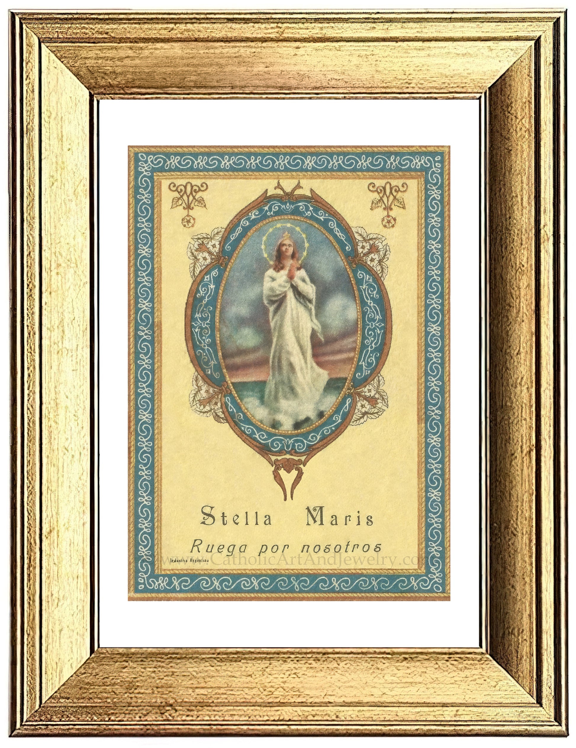 a framed picture of a woman in a white dress