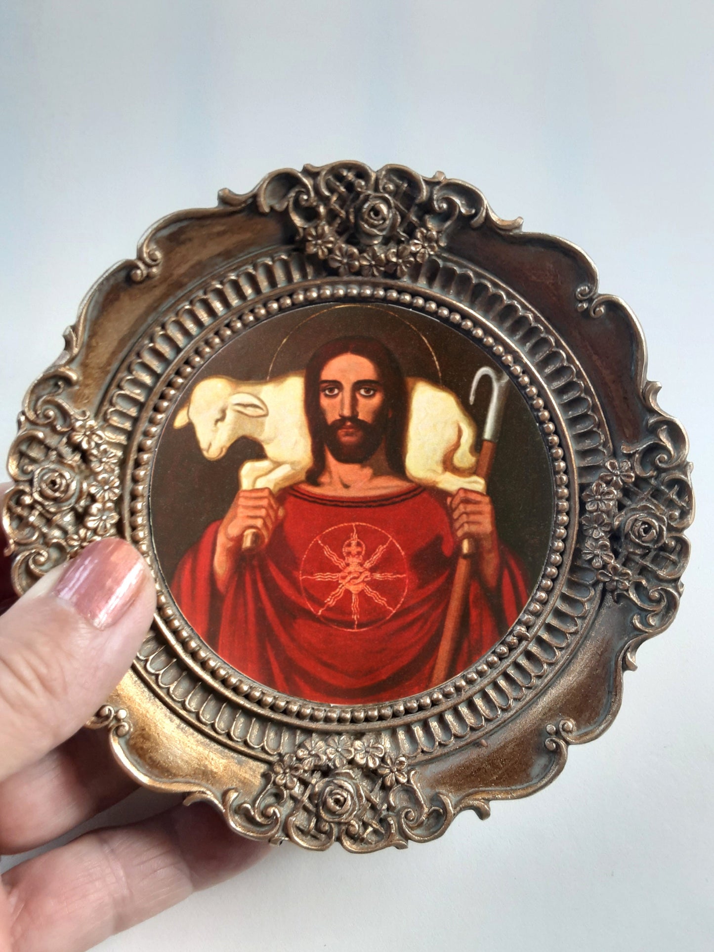 New! Sacred Heart of Jesus by Fritz Kunz – Framed – 4.25x4.25"