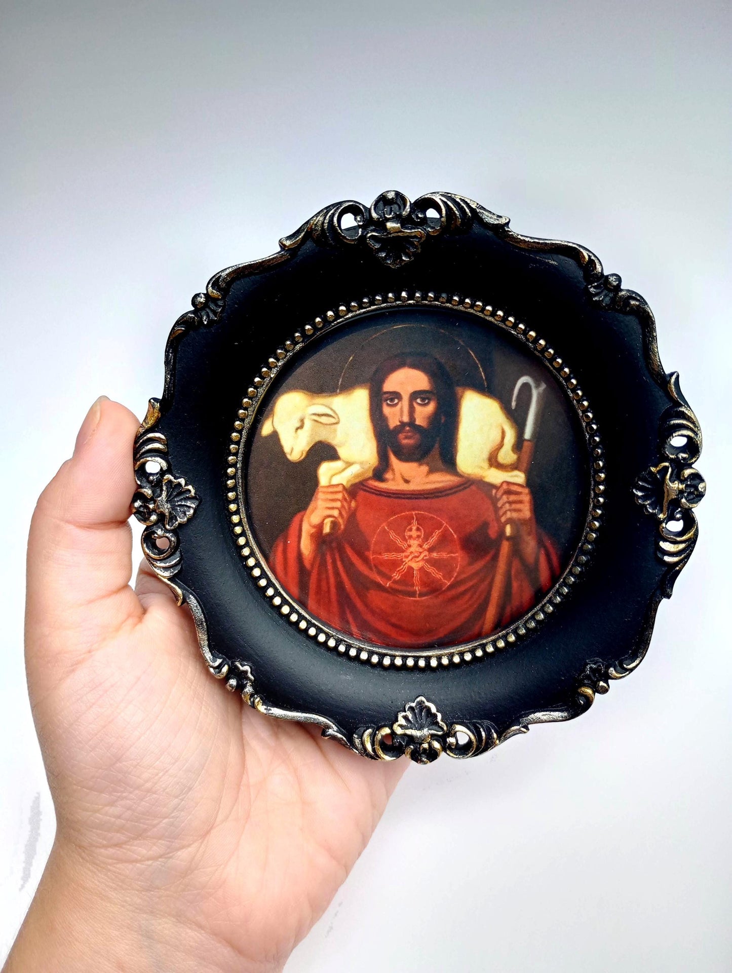 New! Sacred Heart of Jesus by Fritz Kunz – Framed – 4.25x4.25"