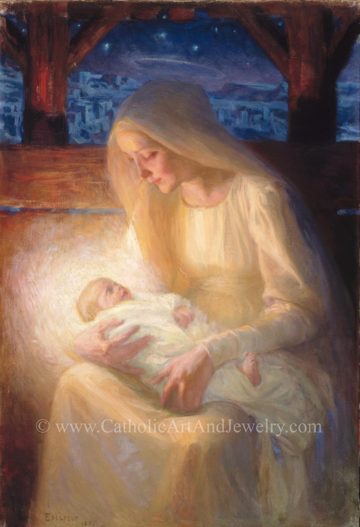 New! Madonna and Child Nativity – by Albert Edelfelt – Christmas Navity – Bethlehem –  Catholic Art Print – Archival Quality