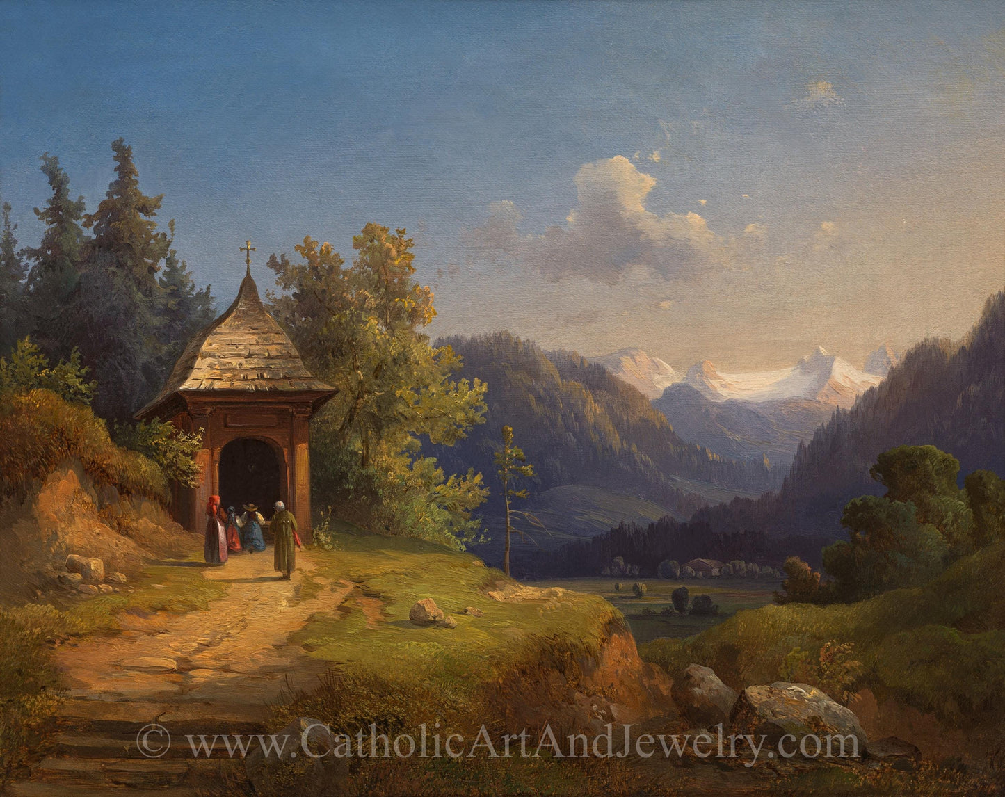 Shrine with a View to the Dachstein Mountain – Anton Schiffer – Catholic Gift – Archival Quality