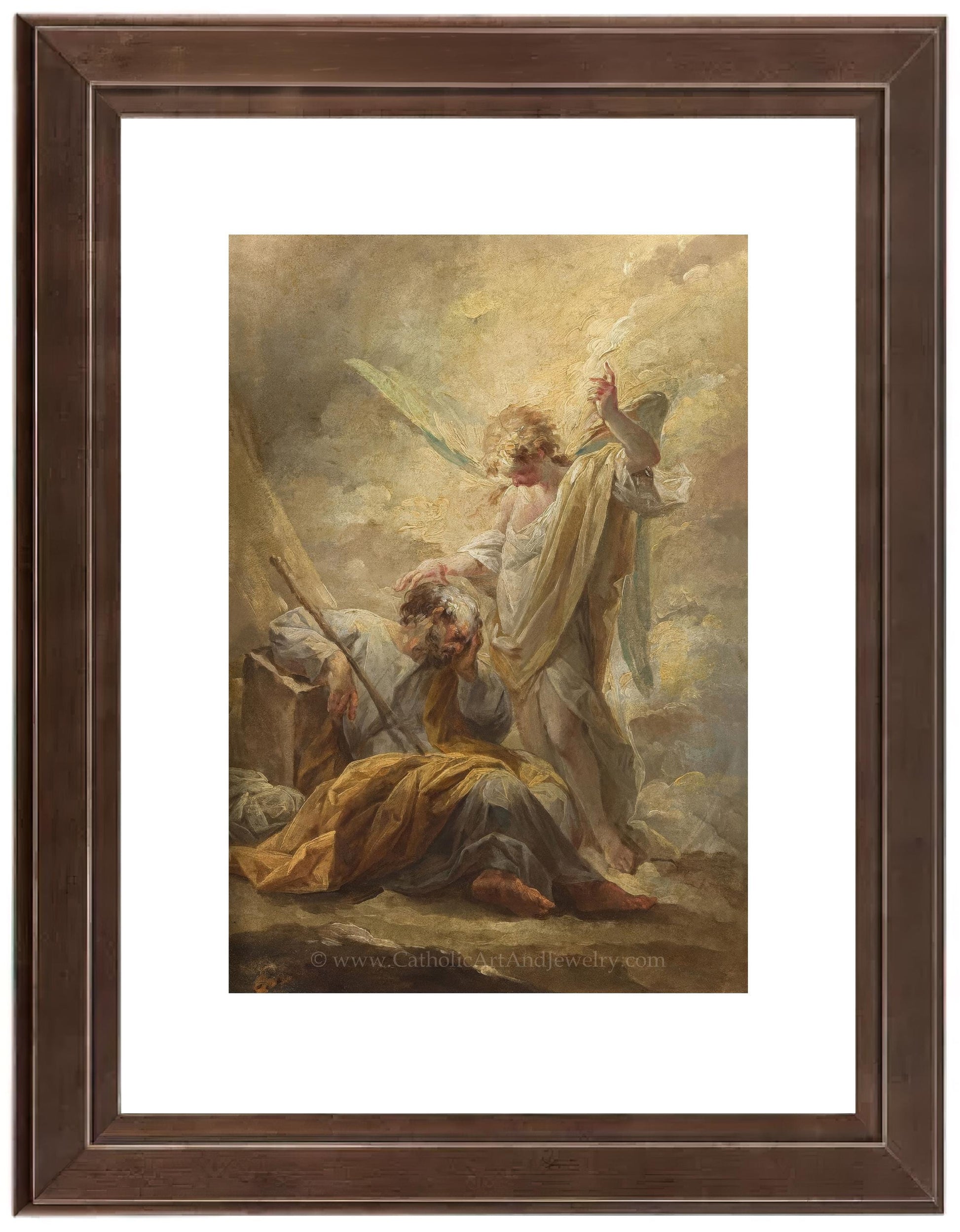 a painting of jesus on the cross with two men