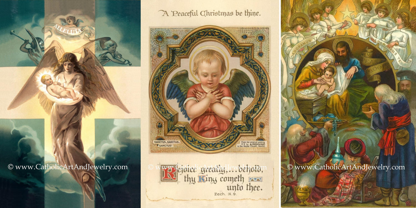 New! Religious Vintage Christmas Post Cards – 24 to 96 New Restored Cards w/wo Envelopes – Beautiful and Inspirational