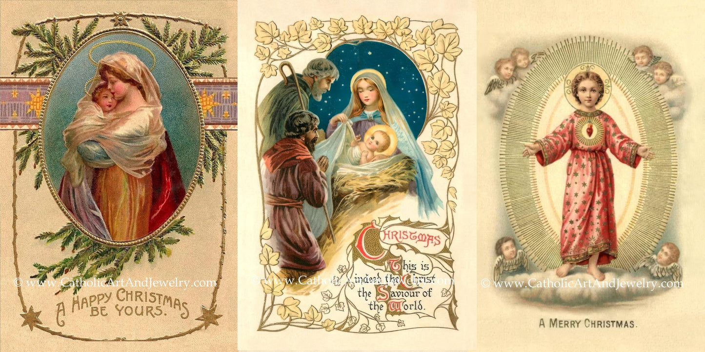 New! Religious Vintage Christmas Post Cards – 24 to 96 New Restored Cards w/wo Envelopes – Beautiful and Inspirational