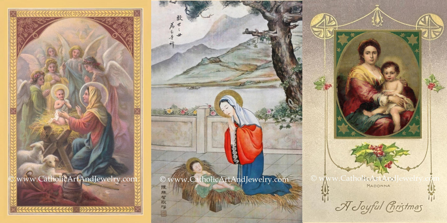 New! Religious Vintage Christmas Post Cards – 24 to 96 New Restored Cards w/wo Envelopes – Beautiful and Inspirational