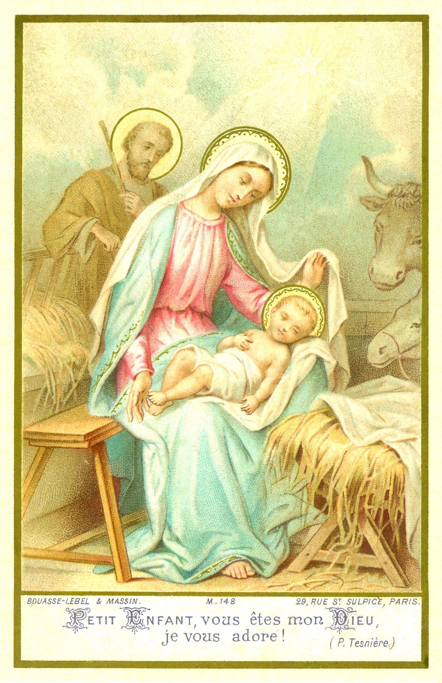 New! Christmas Prayer Card #4 – The Nativity – pack of 10/100/1000 – Stocking Stuffer – Keeping Christ in Christmas! – Restored Vintage Card