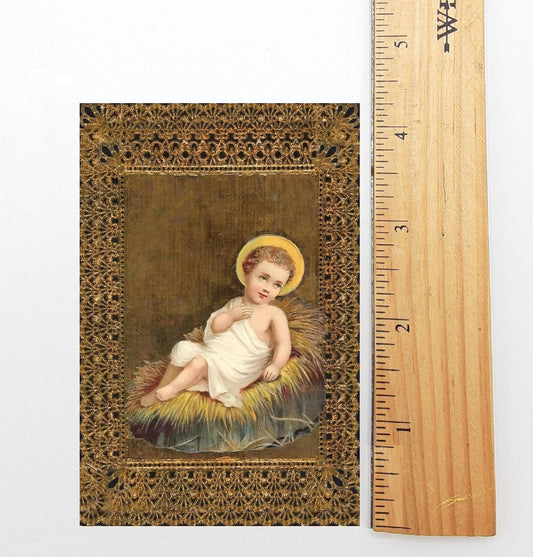 New! Christmas Holy Card #11 – Baby Jesus with St. Francis Prayer – pack of 10/100/1000 – Stocking Stuffer – Restored Vintage Card