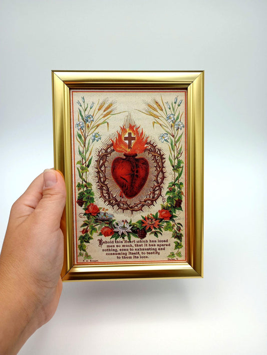 Sacred Heart – 4x6" Framed Picture – Catholic Keepsake