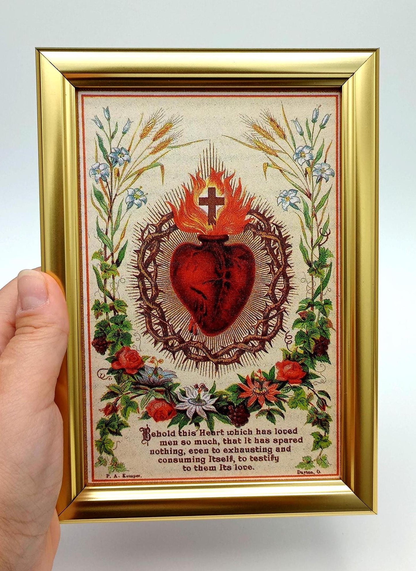 New! Sacred Heart – 4x6" Framed Picture – Catholic Keepsake