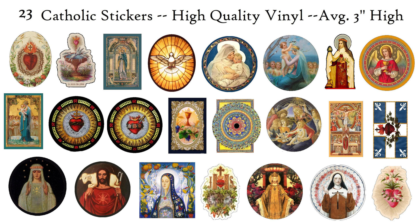 New! Catholic Stickers Assortment – High Quality Vinyl, Fade Resistant – Avg. 3 Inches