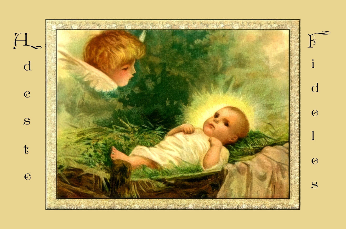 New! Christmas Holy Card #10 – Adeste Fideles – pack of 10/100/1000 – Stocking Stuffer – Restored Vintage Card