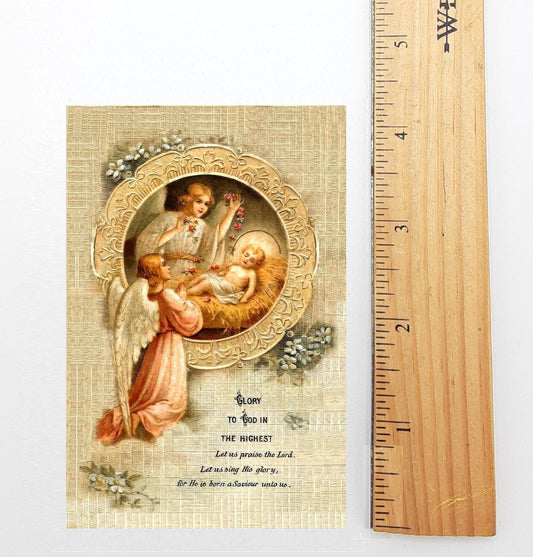 New! Christmas Holy Card #15 – Angels with Baby Jesus – E. Boomard – pack of 10/100/1000 – Stocking Stuffer – Restored Vintage Card