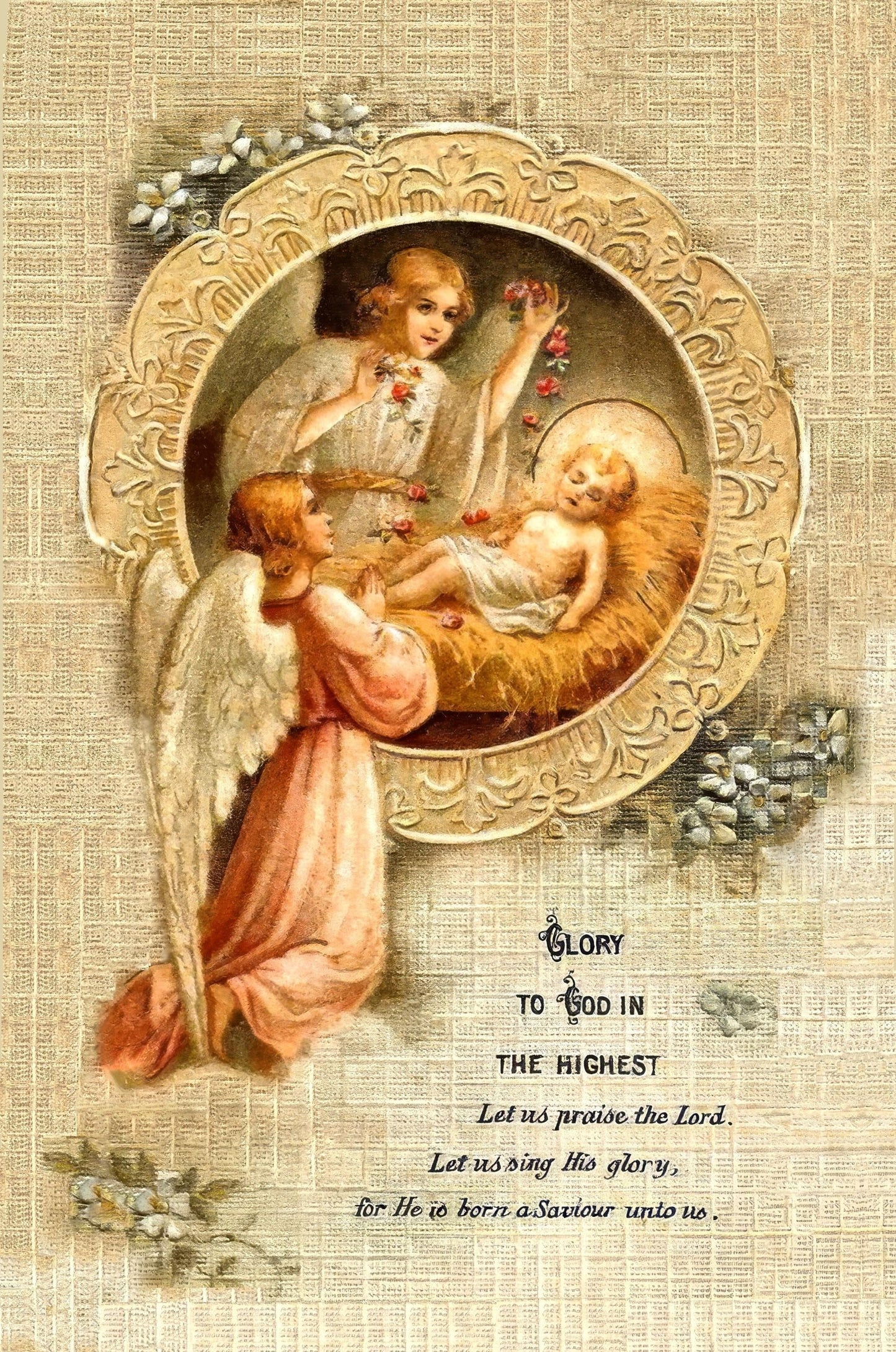 New! Christmas Holy Card #15 – Angels with Baby Jesus – E. Boomard – pack of 10/100/1000 – Stocking Stuffer – Restored Vintage Card