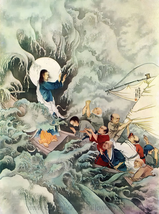 Jesus Calming the Waves – Chinese Catholic Art Print