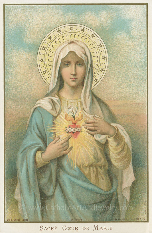 The Immaculate Heart of Mary – 4 Sizes – based on a Vintage Holy Card – Catholic Art Print – Archival Quality