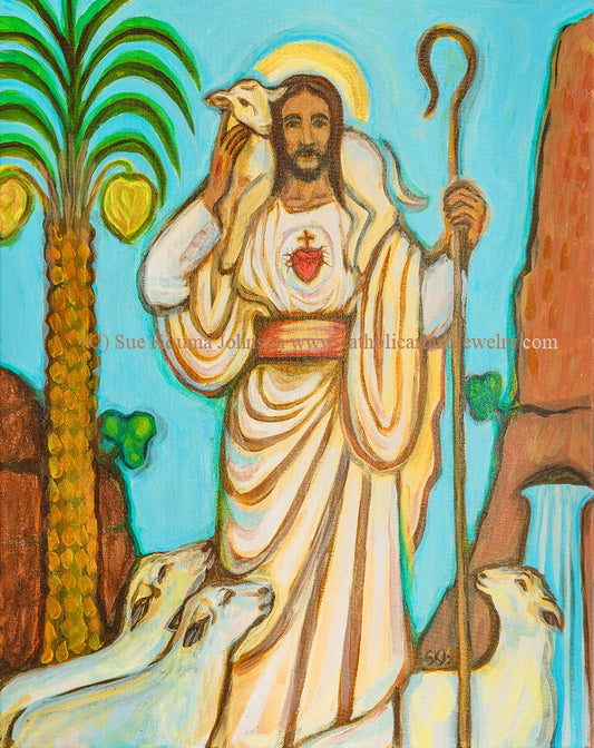 The Sacred Heart of Jesus Good Shepherd Art Print