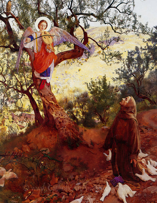 St. Francis and the Heavenly Melody – Frank Cadogan Cowper – Beautiful Catholic Art Print