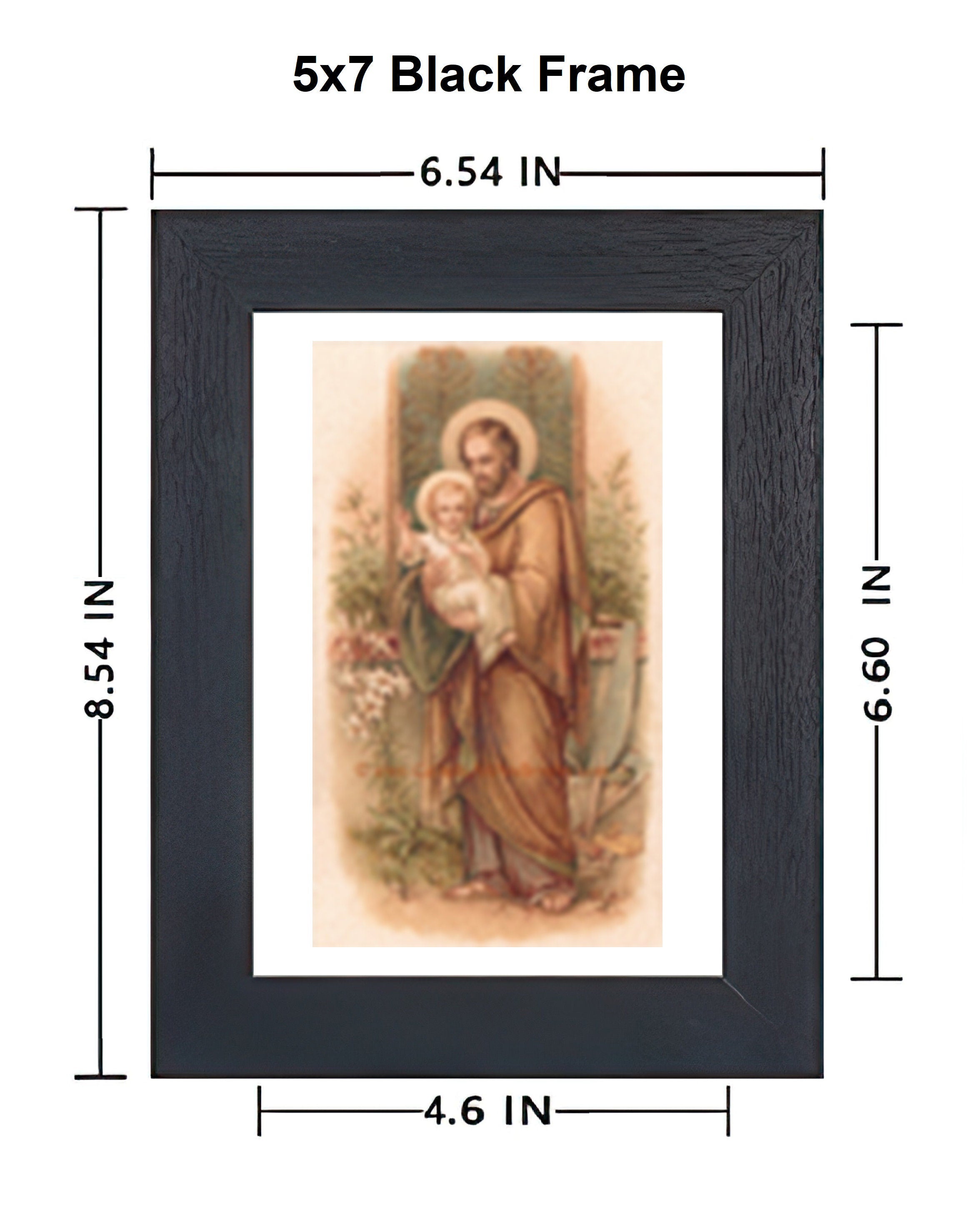 FRENCH Catholic Antique popular ART NOUVEAU Standing Framed St. Joseph and Jesus By Ruffony Medallion