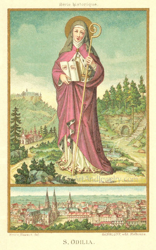 St. Odilia – Based on a Vintage Holy Card – 3 sizes – Catholic Art Print – Confirmation Gift