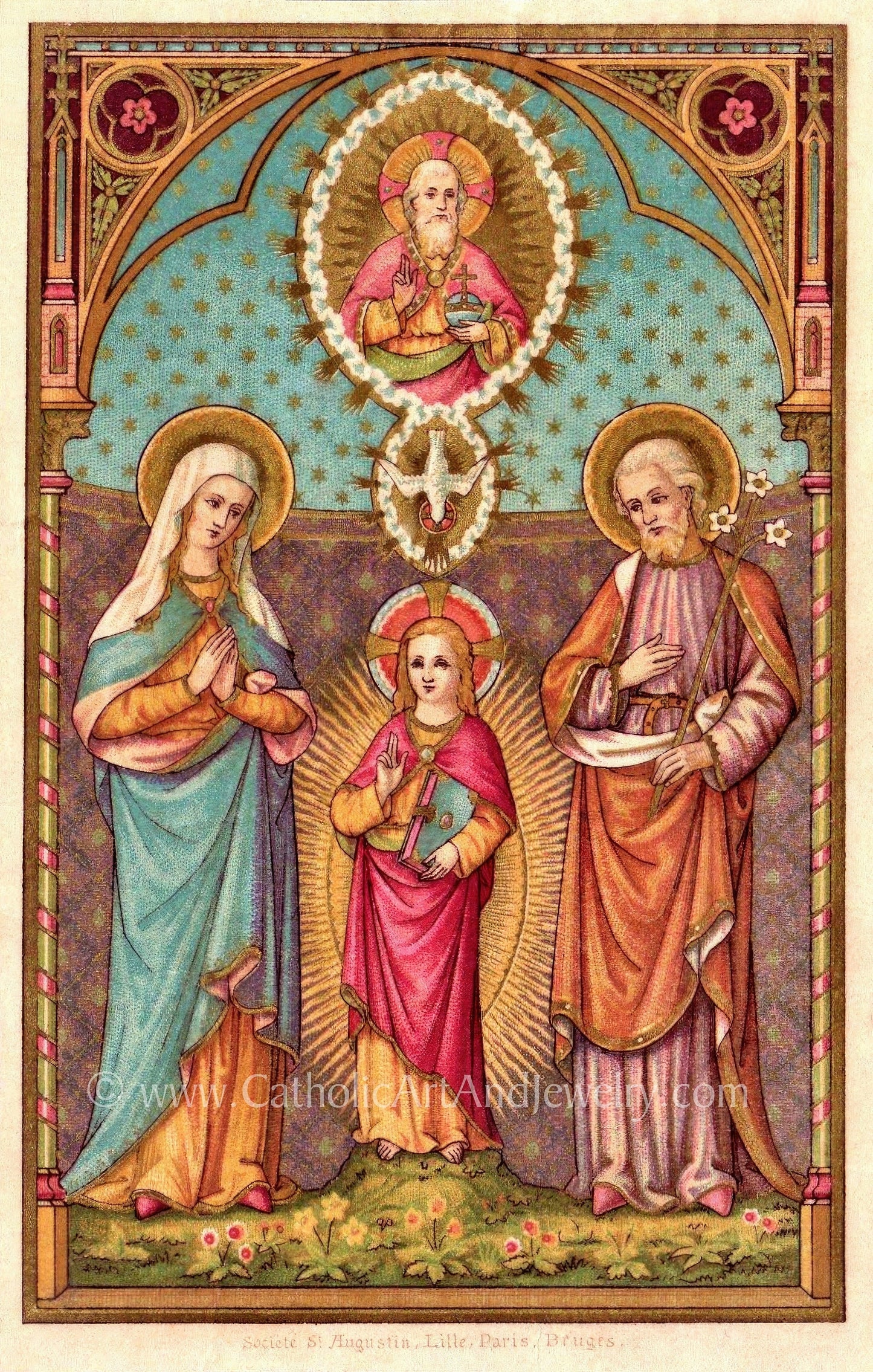 The Holy Family – Based on an Vintage Holy Card – Catholic Art Print – Archival Quality