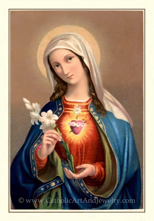 New! Immaculate Heart of Mary – Benziger – based on a Vintage Holy Card – Catholic Art Print – Archival Quality