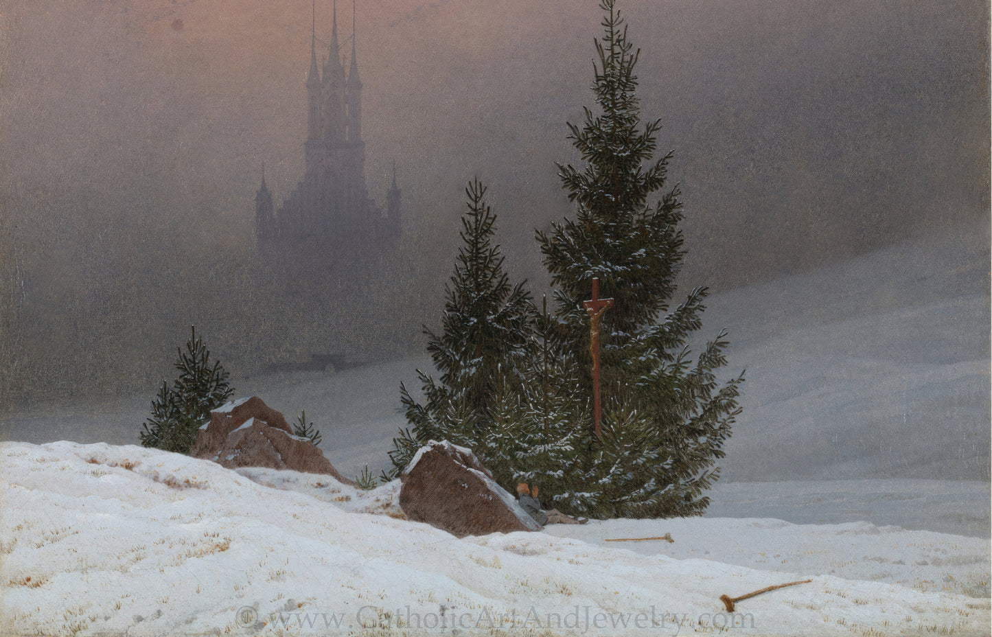 New! Winter Landscape with Cathedral – Casper David Friedrich – Beautiful Catholic Art – Archival Quality