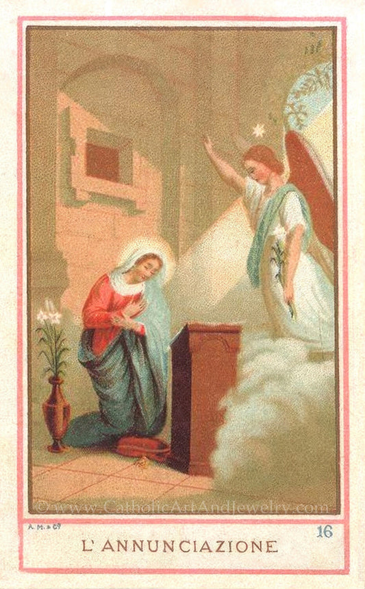 New! The Annunciation – based on a 19th Century Holy Card – Vintage Catholic Art Print – Archival Quality