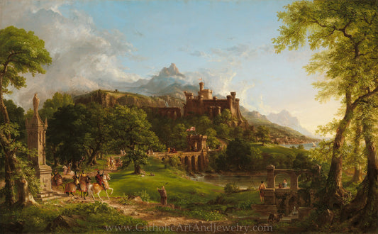 New! “The Departure” – Medieval Catholic Crusaders – Thomas Cole – Beautiful Catholic Art – Archival Quality