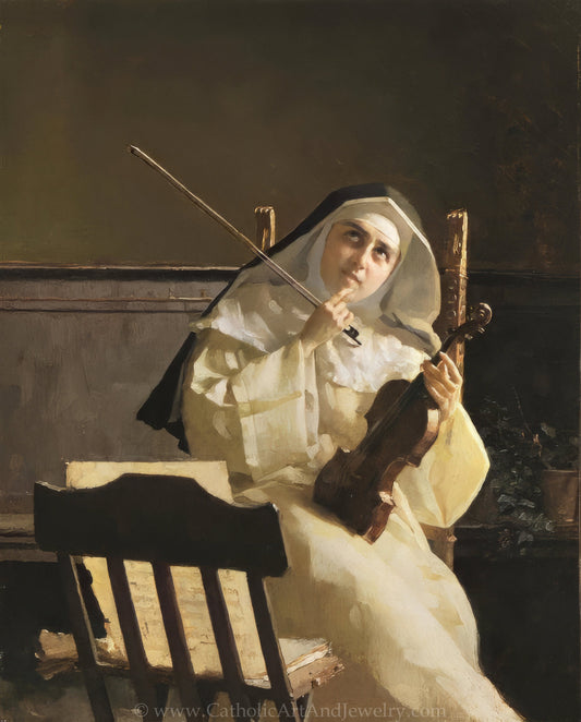 New! Inspiration – Nun with Violin – Filadelfo Simi – Catholic Art – Catholic Gift – Archival Quality